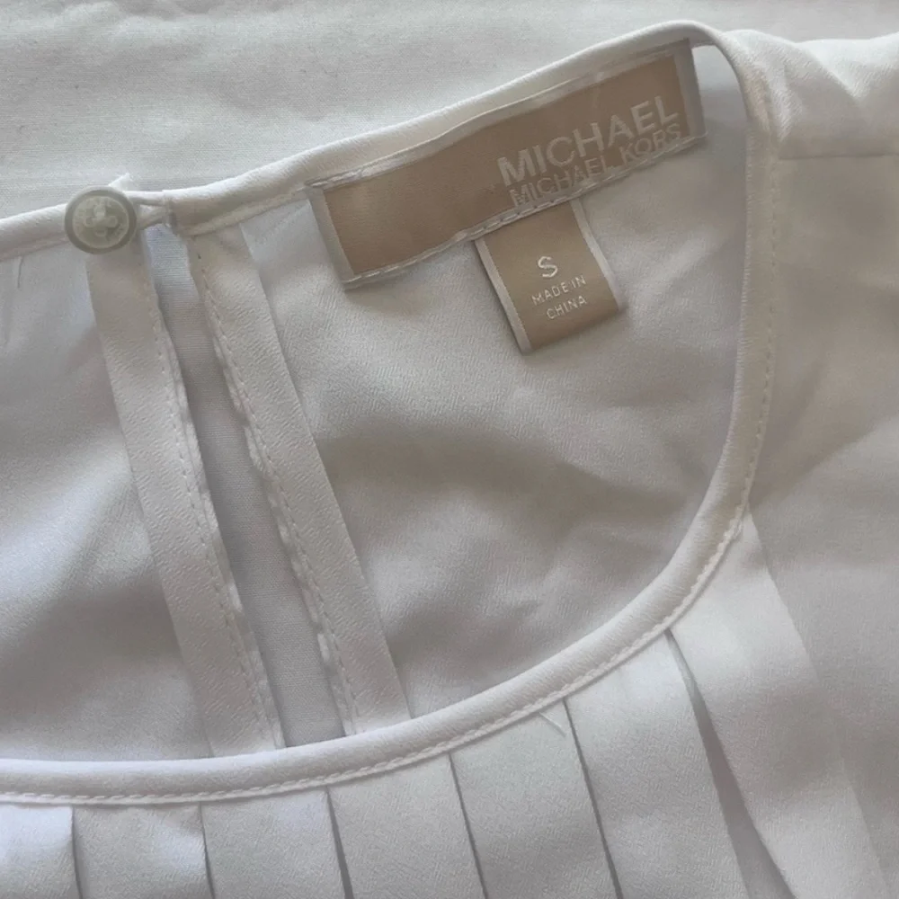 Michael Kors White Pleated Tank Top